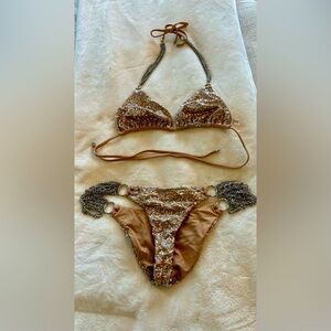 Beach Bunny swimwear chain and sequin bikini